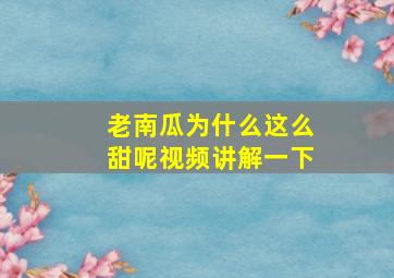 老南瓜为什么这么甜呢视频讲解一下