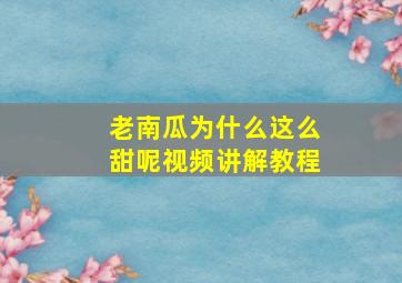 老南瓜为什么这么甜呢视频讲解教程