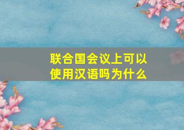 联合国会议上可以使用汉语吗为什么