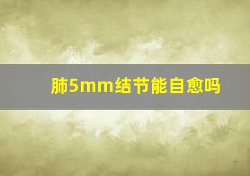 肺5mm结节能自愈吗