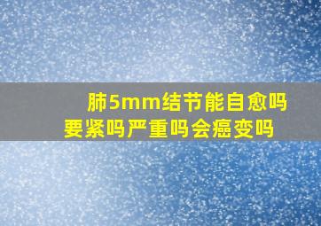 肺5mm结节能自愈吗要紧吗严重吗会癌变吗