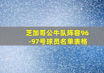 芝加哥公牛队阵容96-97号球员名单表格