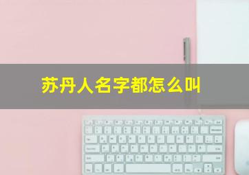 苏丹人名字都怎么叫