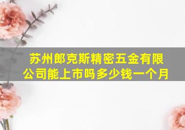 苏州郎克斯精密五金有限公司能上市吗多少钱一个月