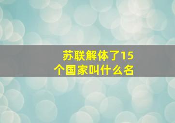 苏联解体了15个国家叫什么名