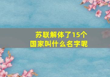 苏联解体了15个国家叫什么名字呢