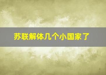 苏联解体几个小国家了