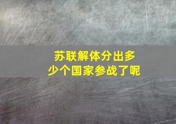 苏联解体分出多少个国家参战了呢