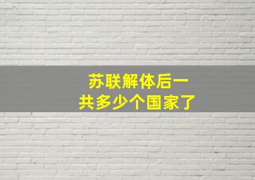 苏联解体后一共多少个国家了