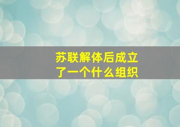 苏联解体后成立了一个什么组织