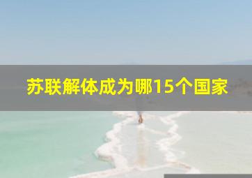 苏联解体成为哪15个国家