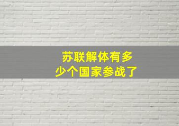 苏联解体有多少个国家参战了