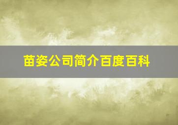 苗姿公司简介百度百科