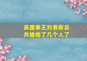 英国拳王刘易斯总共输给了几个人了