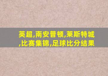 英超,南安普顿,莱斯特城,比赛集锦,足球比分结果