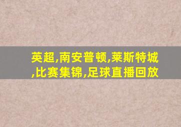 英超,南安普顿,莱斯特城,比赛集锦,足球直播回放