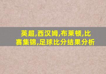 英超,西汉姆,布莱顿,比赛集锦,足球比分结果分析