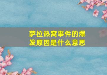 萨拉热窝事件的爆发原因是什么意思