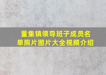 董集镇领导班子成员名单照片图片大全视频介绍