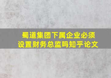 蜀道集团下属企业必须设置财务总监吗知乎论文