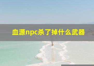 血源npc杀了掉什么武器