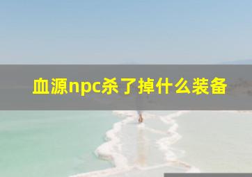 血源npc杀了掉什么装备