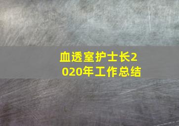 血透室护士长2020年工作总结