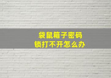 袋鼠箱子密码锁打不开怎么办