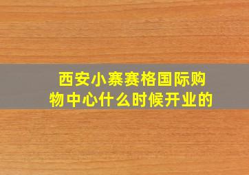 西安小寨赛格国际购物中心什么时候开业的