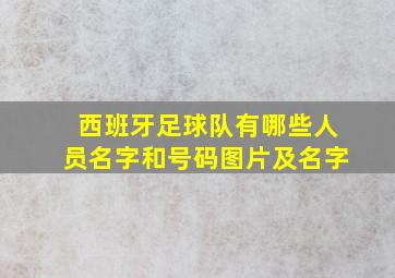 西班牙足球队有哪些人员名字和号码图片及名字