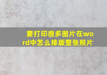 要打印很多图片在word中怎么排版整张照片