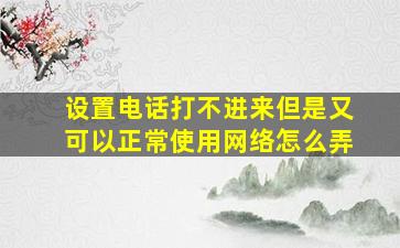 设置电话打不进来但是又可以正常使用网络怎么弄