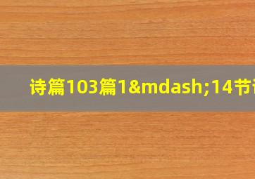 诗篇103篇1—14节讲章