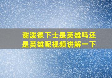 谢泼德下士是英雄吗还是英雄呢视频讲解一下