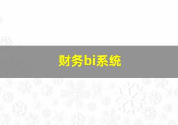 财务bi系统