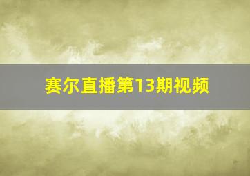 赛尔直播第13期视频