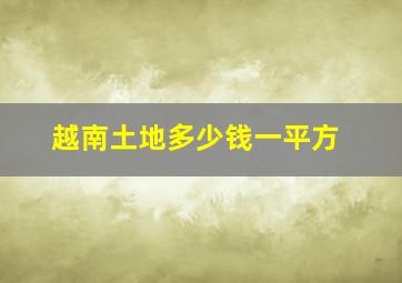 越南土地多少钱一平方