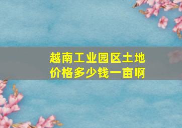 越南工业园区土地价格多少钱一亩啊