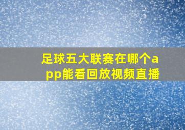 足球五大联赛在哪个app能看回放视频直播