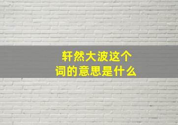 轩然大波这个词的意思是什么