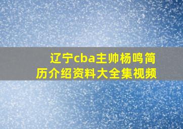 辽宁cba主帅杨鸣简历介绍资料大全集视频