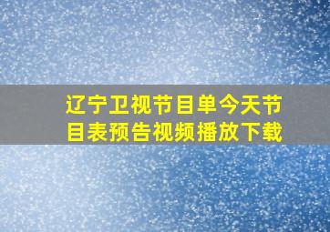 辽宁卫视节目单今天节目表预告视频播放下载