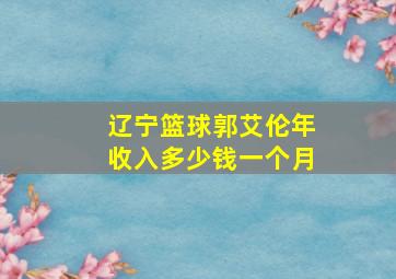 辽宁篮球郭艾伦年收入多少钱一个月