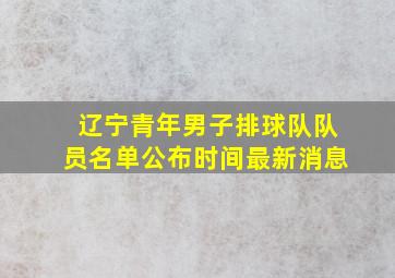 辽宁青年男子排球队队员名单公布时间最新消息