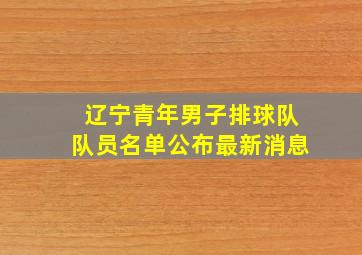 辽宁青年男子排球队队员名单公布最新消息