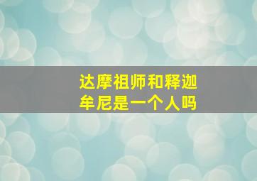 达摩祖师和释迦牟尼是一个人吗