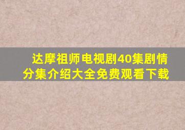 达摩祖师电视剧40集剧情分集介绍大全免费观看下载