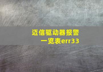 迈信驱动器报警一览表err33