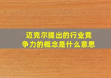 迈克尔提出的行业竞争力的概念是什么意思