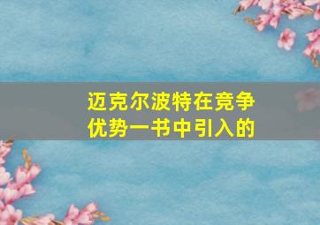 迈克尔波特在竞争优势一书中引入的